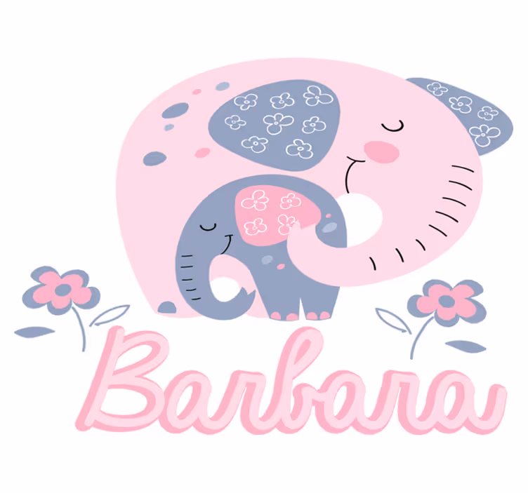 Tappeto vinile animali elefanti con cuori e nome - TenStickers