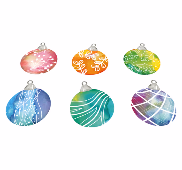 Tappeto vinile natale palline di natale acquerello - TenStickers