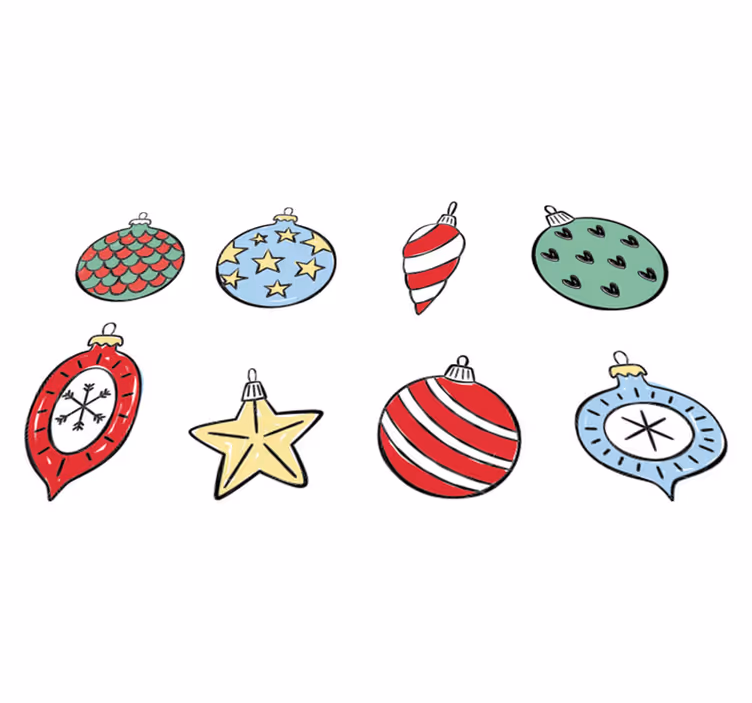 Tappeto vinile natale set di palline natalizie vintage - TenStickers