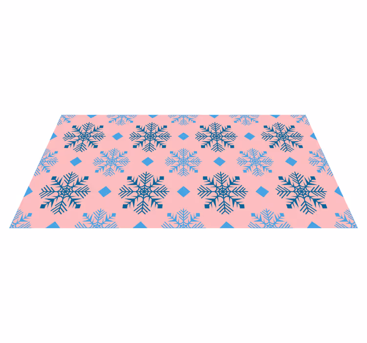 Tappeto vinile natale motivo fiocchi neve rosa e blu - TenStickers