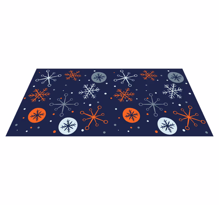 Tappeto vinile natale fiocchi di neve blu e arancio - TenStickers