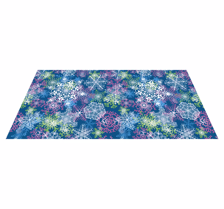 Tappeto vinile natale fiocchi di neve su sfondo blu - TenStickers