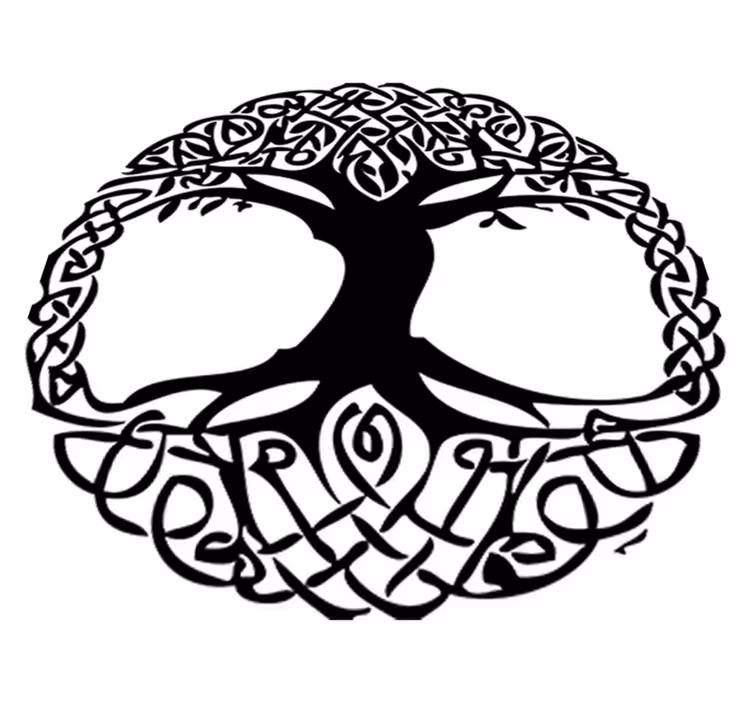 Tappeto vinile fiori albero nero celta - TenStickers