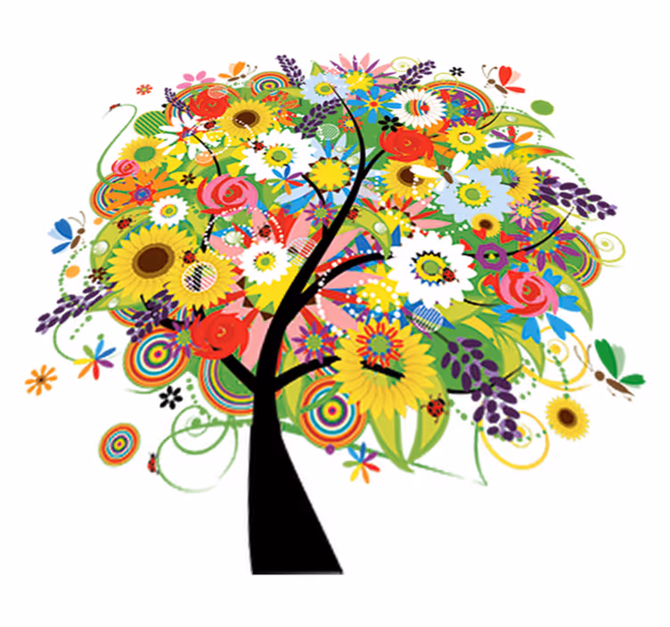 Tappeto vinile fiori albero estivo - TenStickers