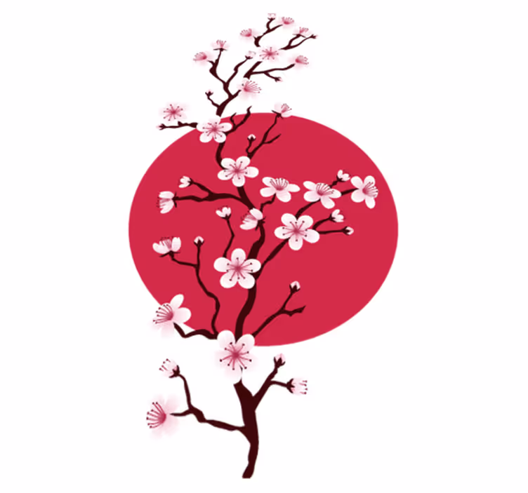 Tappeto vinile fiori rami di ciliegio giapponese - TenStickers