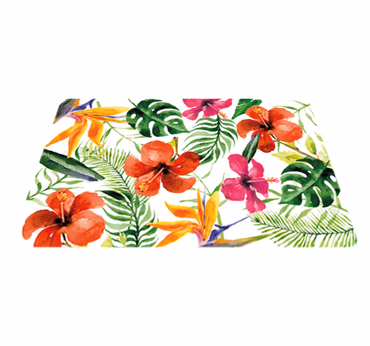 Tappeto vinile fiori monstera colorata - TenStickers
