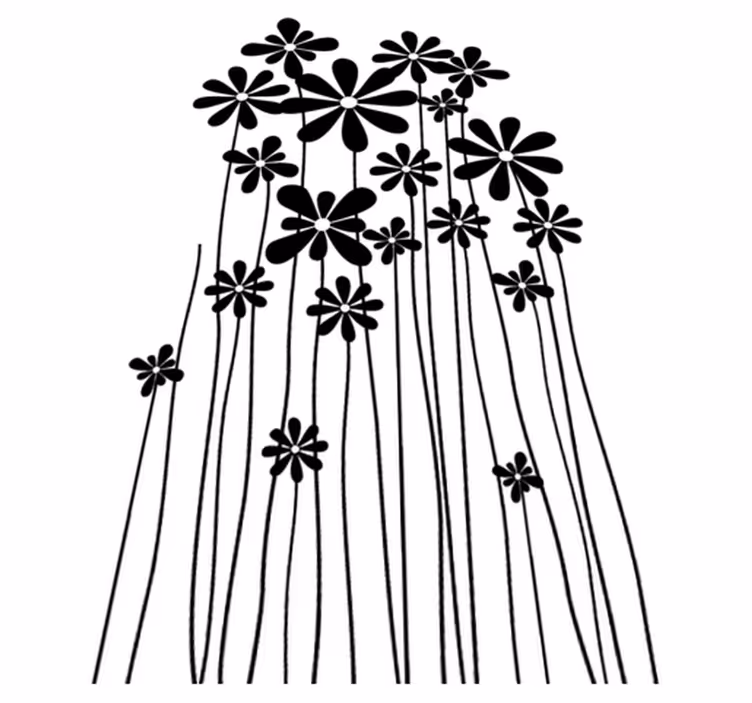 Tappeto vinile fiori grandi neri - TenStickers