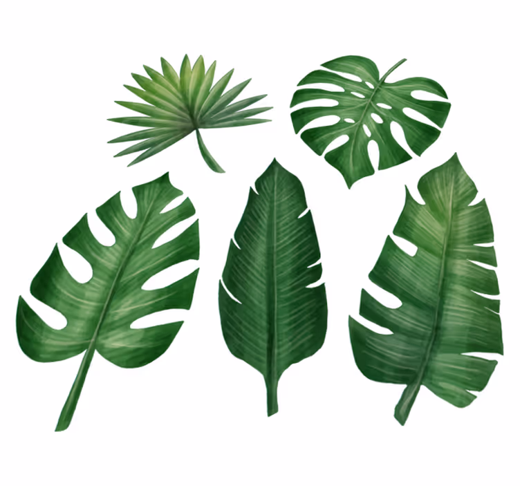 Tappeto vinile fiori collezione foglie tropicali realistiche - TenStickers