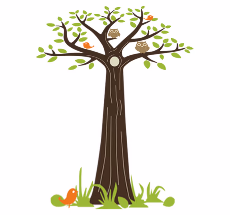Tappeto vinile fiori gufi e alberi - TenStickers