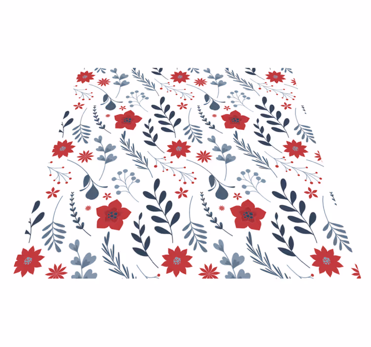 Tappeto vinile fiori motivo rosso e bianco - TenStickers