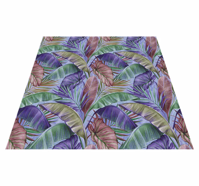 Tappeto vinile fiori design foglie viola - TenStickers