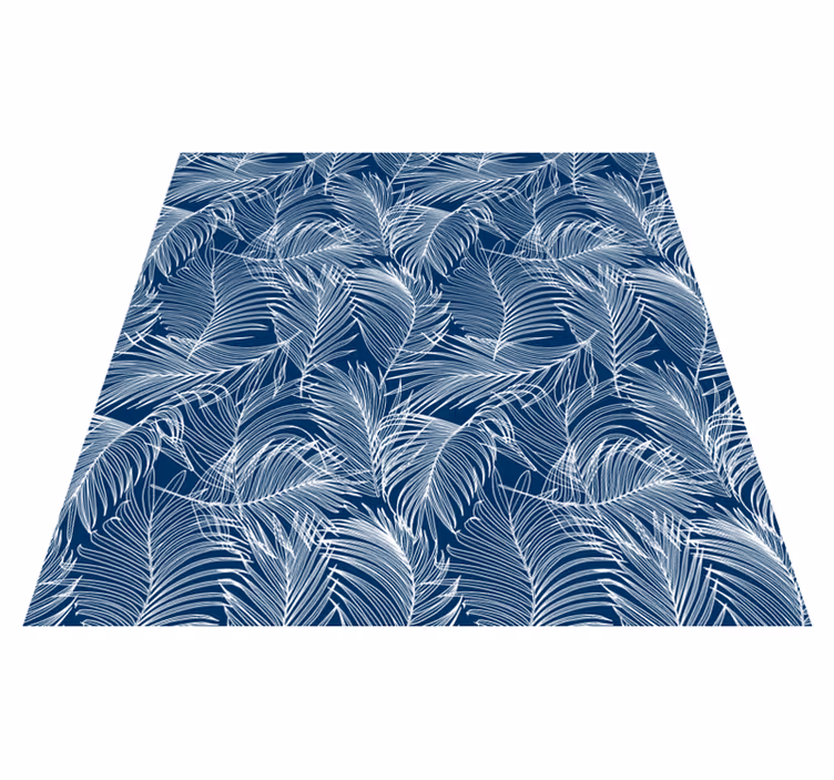 Tappeto vinile fiori foglie blu eleganti - TenStickers