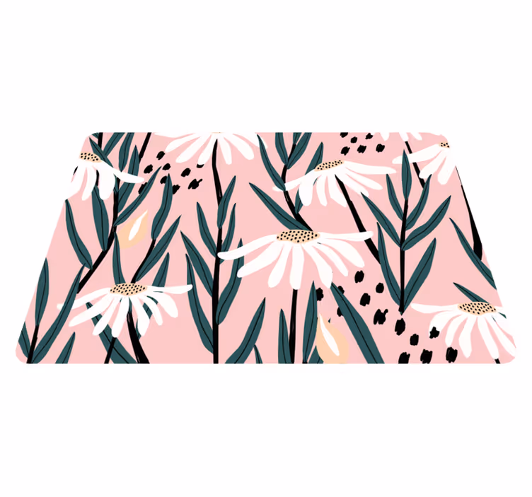 Tappeto vinile fiori margherite su sfondo rosa - TenStickers