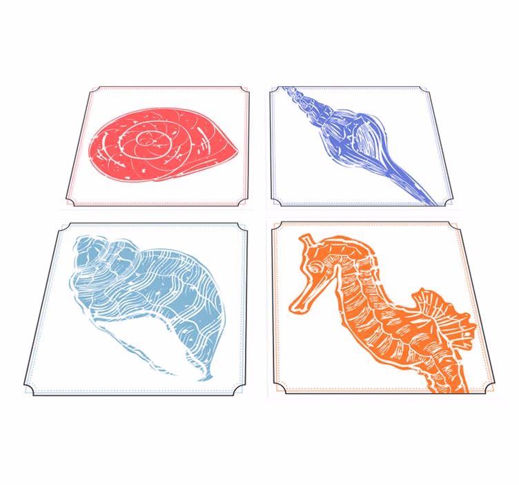 Tappeto vinile fiori motivi di vita marina - TenStickers