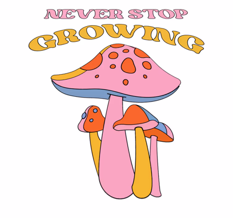 Tappeto vinile fiori crescita di funghi giocosi - TenStickers