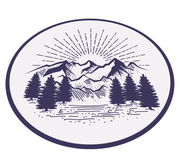 Tappeto vinile fiori paesaggio montano circolare - TenStickers