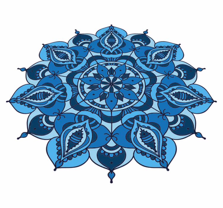 Tappeto vinile fiori mandala blu intricato - TenStickers