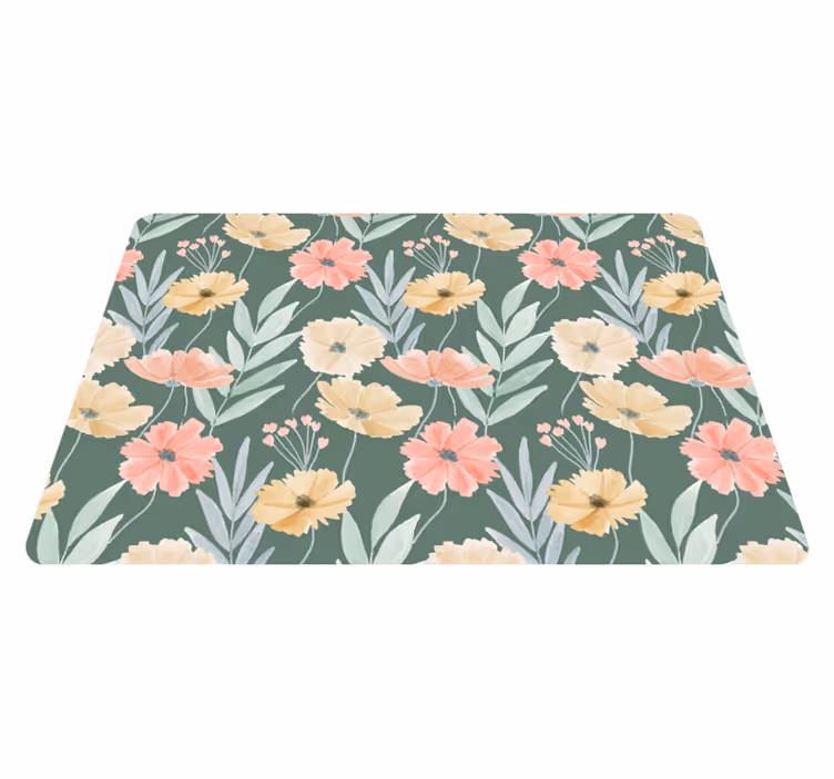 Tappeto vinile fiori motivo floreale acquerello originale - TenStickers