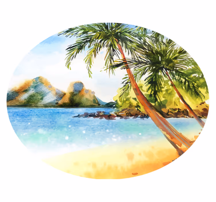 Tappeto vinile fiori palme acquerello - TenStickers