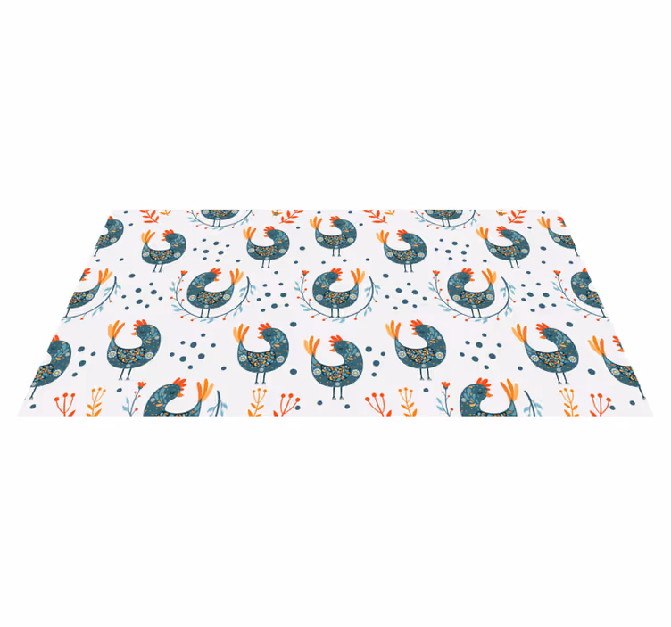 Tappeto vinile fiori galline e fiori - TenStickers