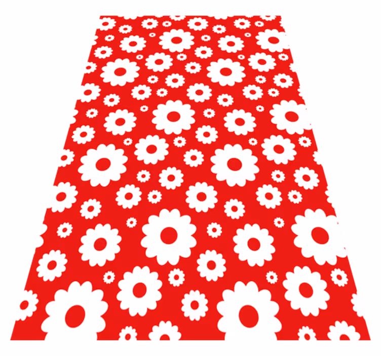 Tappeto vinile fiori margherite rosse e bianche - TenStickers