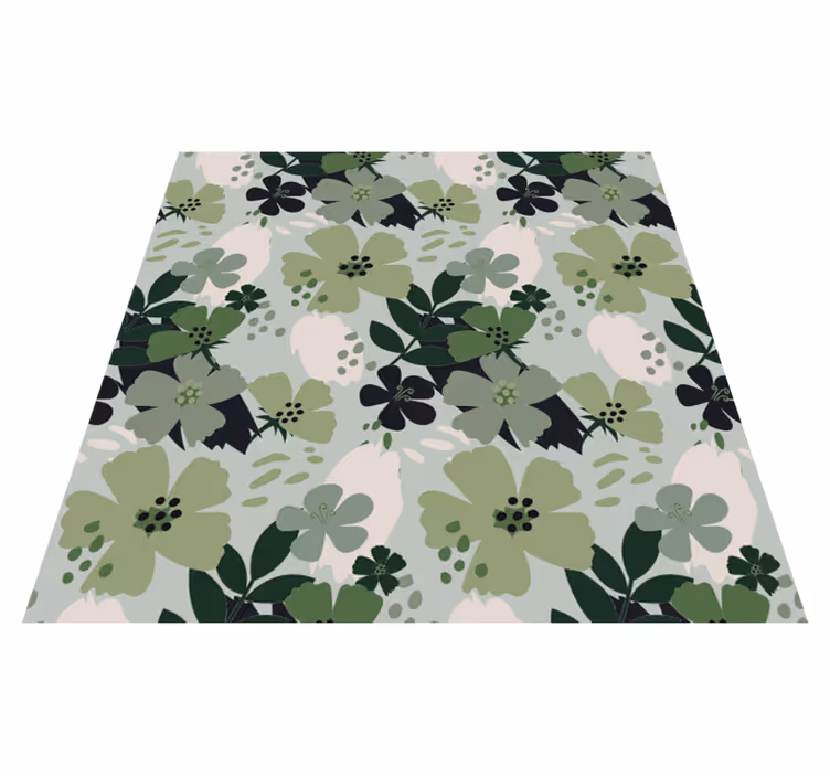 Tappeto vinile fiori motivo floreale tonalità verde - TenStickers