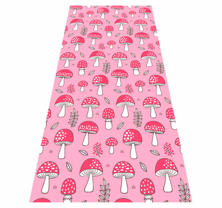 Tappeto vinile fiori funghi rosa classici - TenStickers