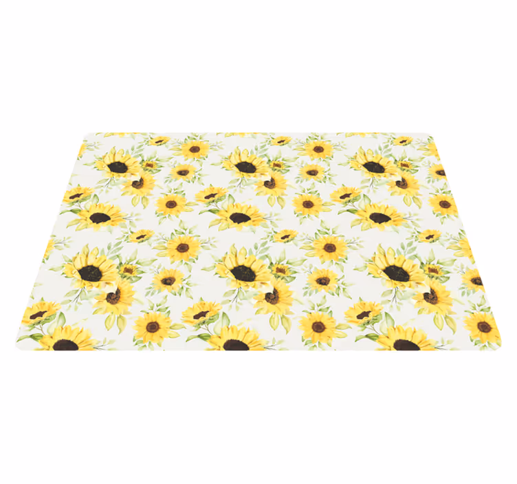 Tappeto vinile fiori motivo a girasoli acquerellati - TenStickers