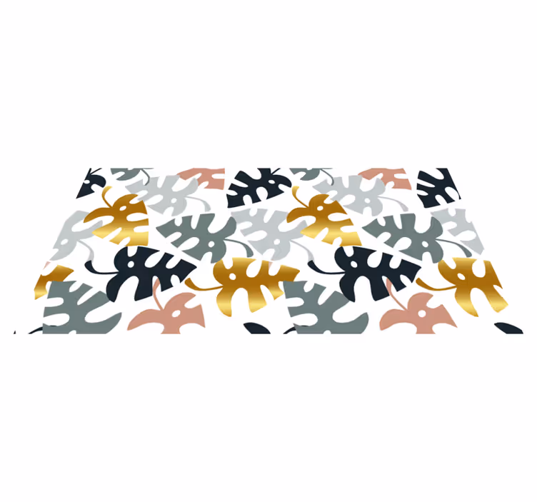 Tappeto vinile fiori foglie dorate e multicolori - TenStickers