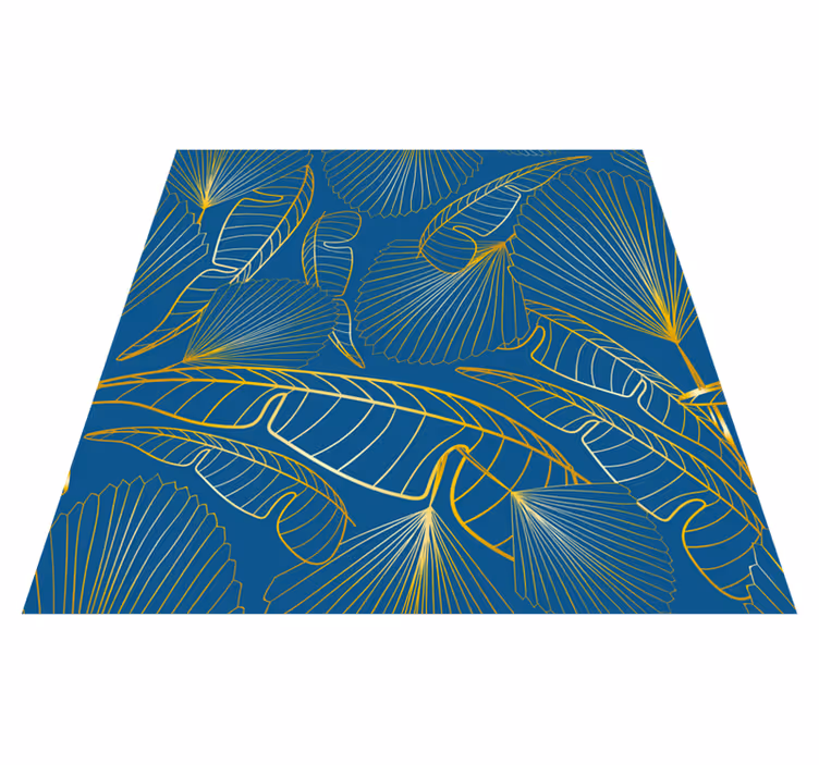 Tappeto vinile fiori foglie d'oro - TenStickers