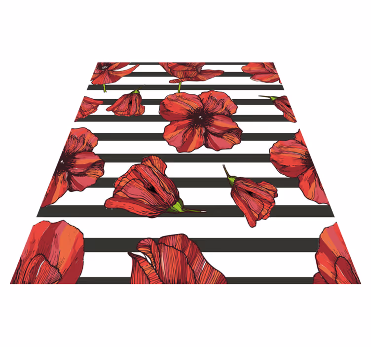 Tappeto vinile fiori piante di papavero polacco - TenStickers
