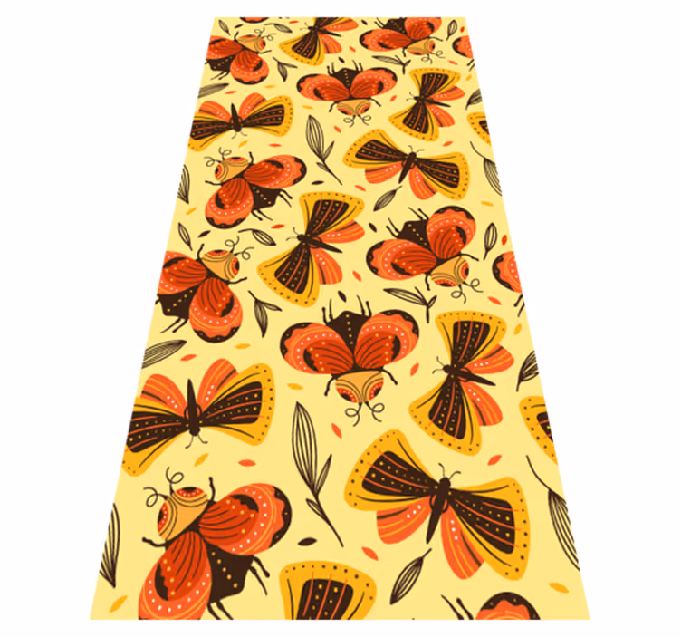 Tappeto vinile fiori immagine di farfalla su fiore - TenStickers