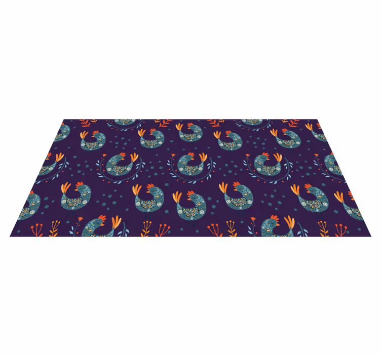 Tappeto vinile fiori polli viola e fiori - TenStickers
