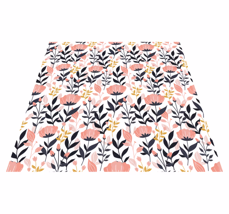 Tappeto vinile fiori rosa - TenStickers