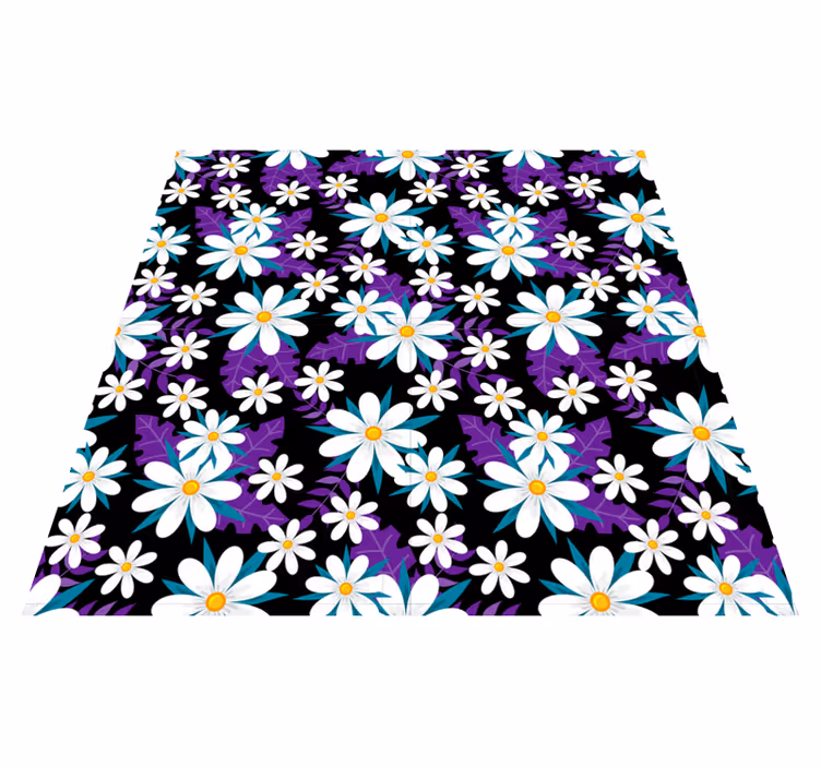 Tappeto vinile fiori fiori su sfondo nero - TenStickers