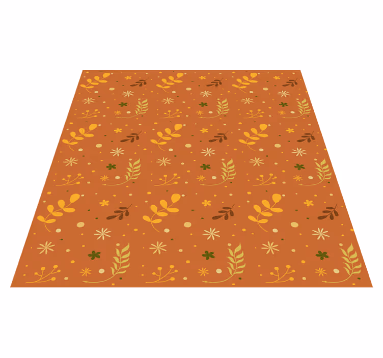 Tappeto vinile fiori tonalità arancione foglie - TenStickers