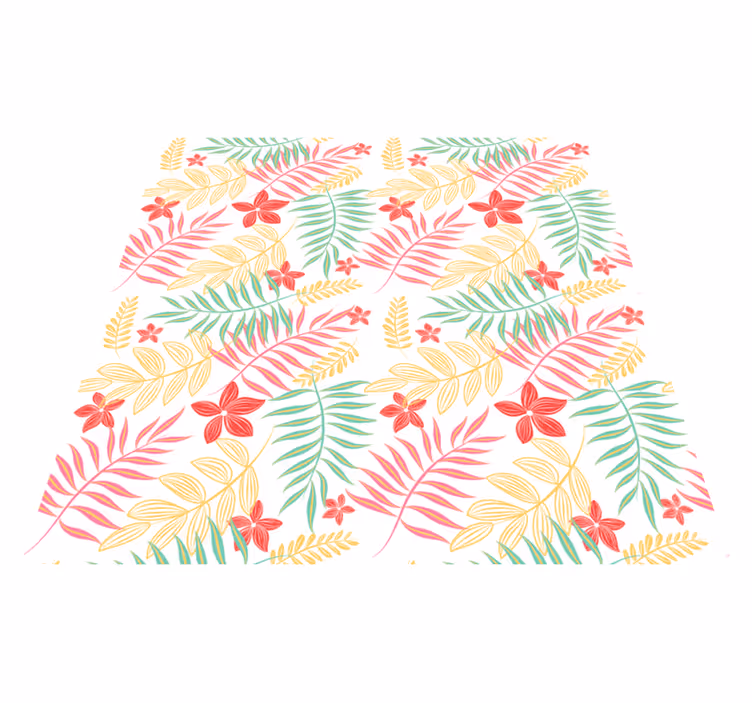 Tappeto vinile fiori design foglie neon - TenStickers