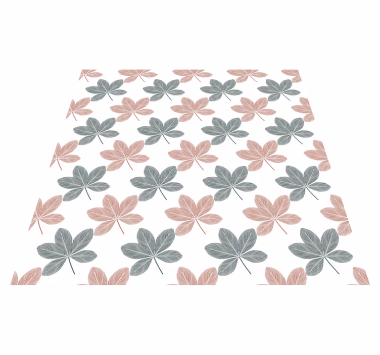 Tappeto vinile fiori design acrilico foglie rosa e blu - TenStickers
