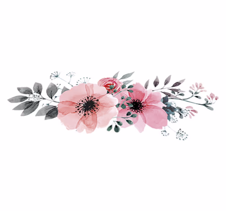 Tappeto vinile fiori papaveri acquerello - TenStickers