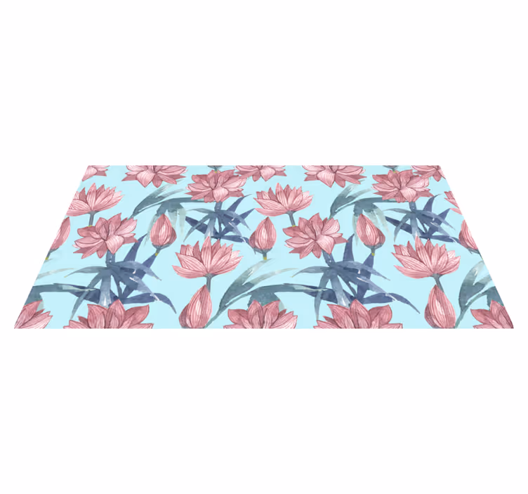 Tappeto vinile fiori acquerello blu - TenStickers