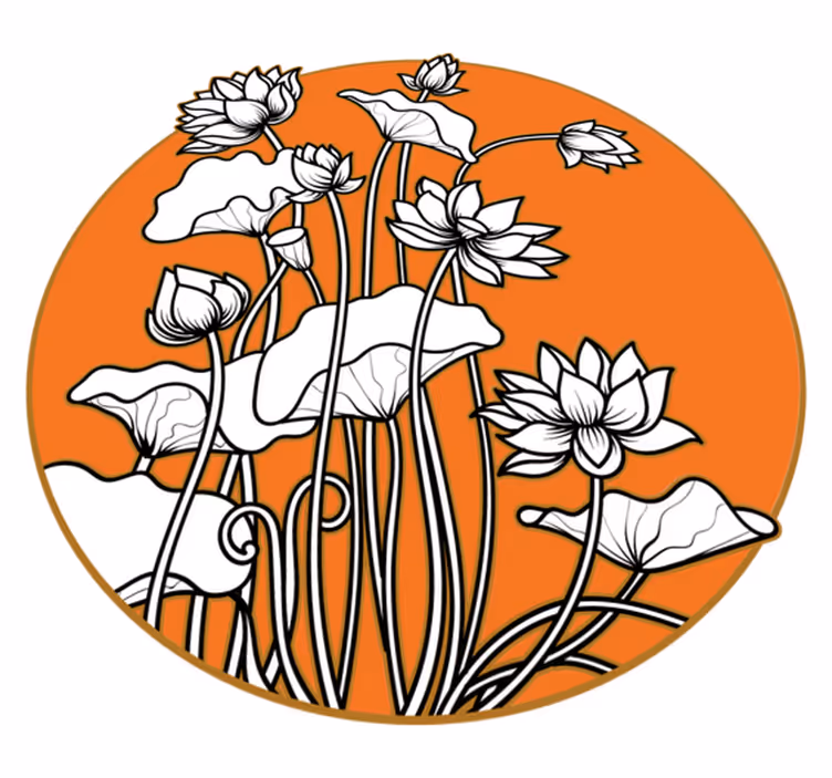 Tappeto vinile fiori stile illustrazione loto - TenStickers