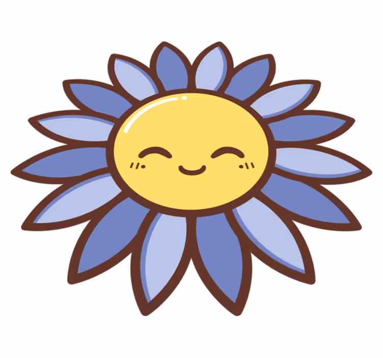 Tappeto vinile fiori silhouette fiore viola felice - TenStickers