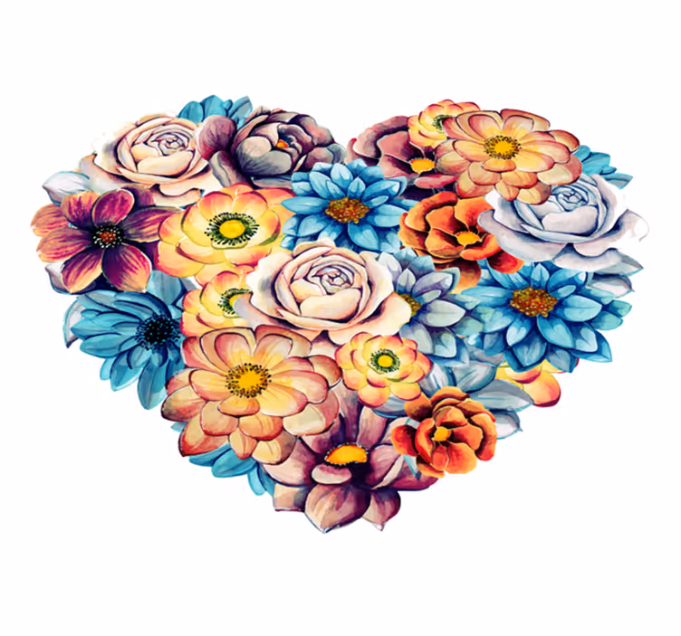 Tappeto vinile fiori cuore bello pieno di fiori - TenStickers