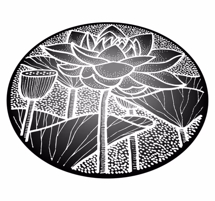 Tappeto vinile fiori stile tradizionale loto - TenStickers