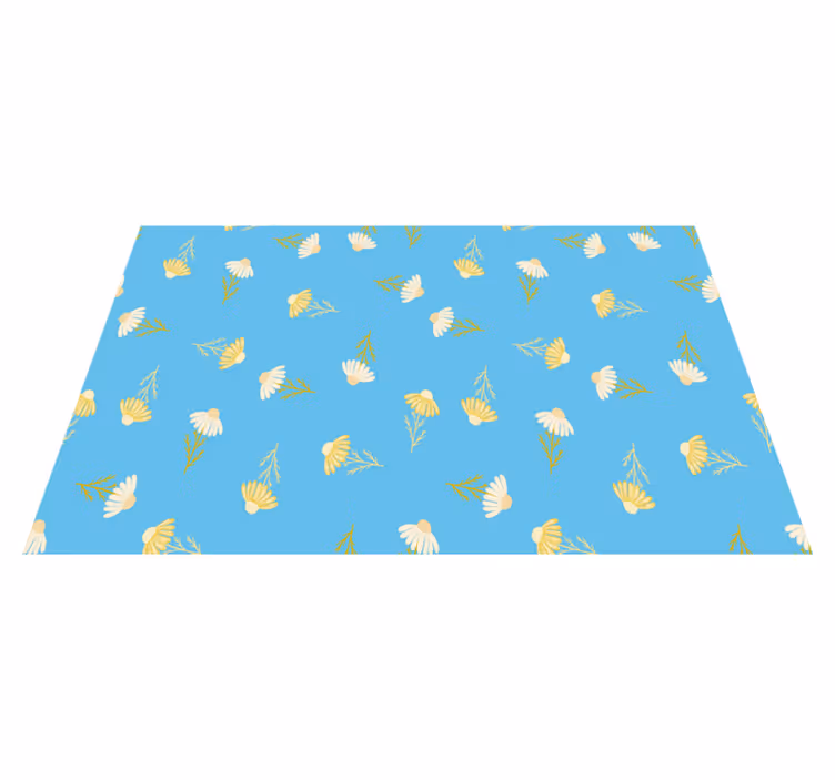 Tappeto vinile fiori motivo margherite sfondo blu - TenStickers
