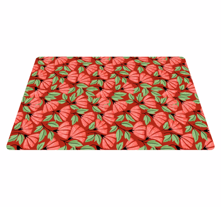 Tappeto vinile fiori motivo rosso vintage - TenStickers