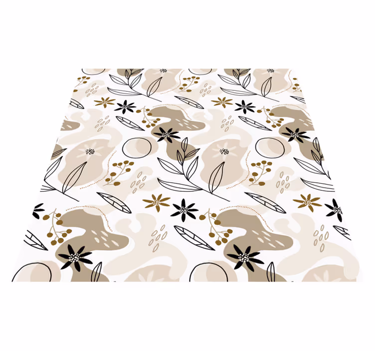 Tappeto vinile fiori motivo foglie rosa e beige - TenStickers