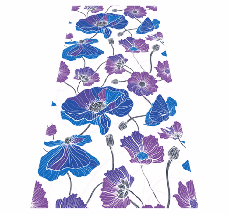 Tappeto vinile fiori fiori di giardino blu e viola - TenStickers