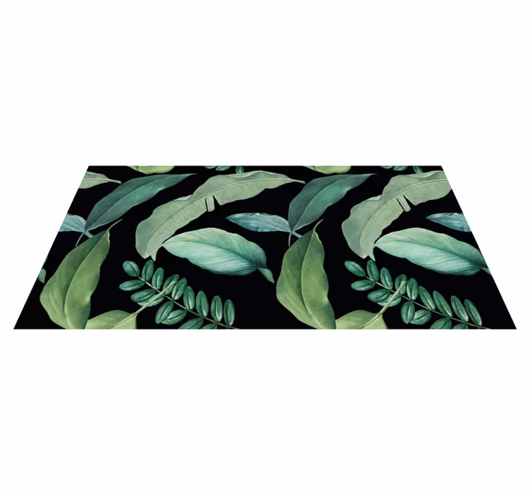 Tappeto vinile fiori foglie grigie scure notturne - TenStickers