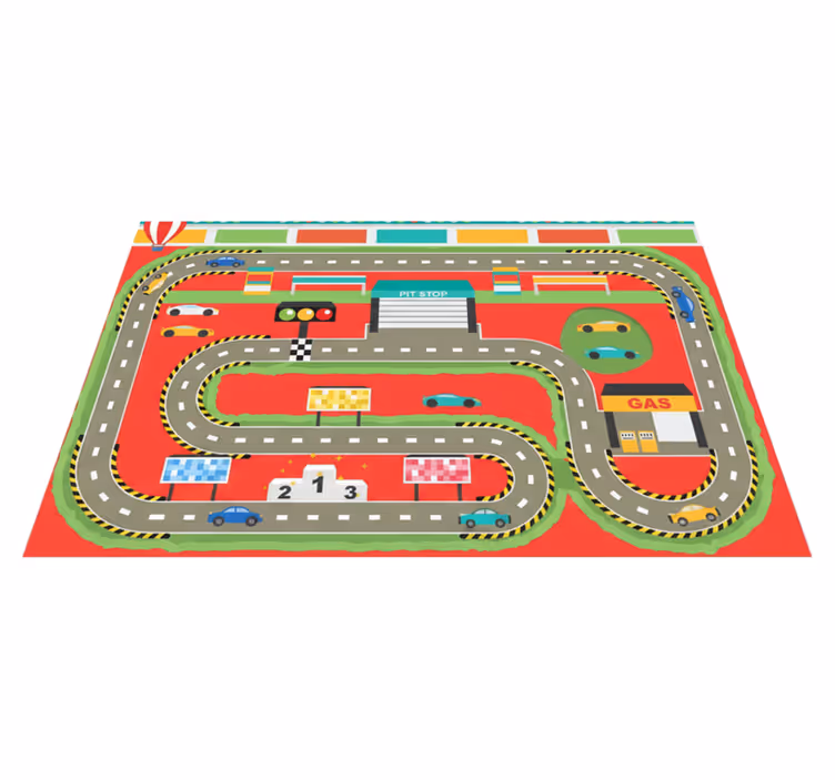 Tappeto vinile strade pista da corsa colorata cartoon - TenStickers